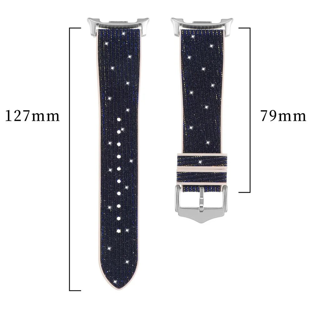 Glitter Decor PU + Silicone Strap for Samsung Galaxy Watch8 Classic 46mm  /  Watch8 44mm  /  40mm Replacement Watch Band - Rainbow - 5