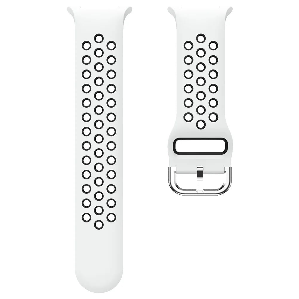Multi-Hole Dual Color Silicone Strap for Samsung Galaxy Watch8 Classic 46mm / Watch8 40mm / 44mm Breathable Watch Band - White / Black - 5