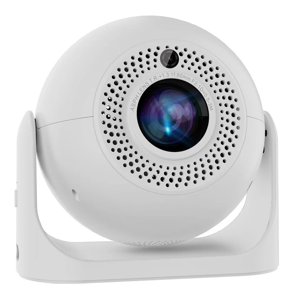 JY360 Football Shape Portable Projector Android 13.0 Auto Focus Mini Projector 2.4G  /  5G WiFi 6 for Home Theater - White  /  US Plug - 1