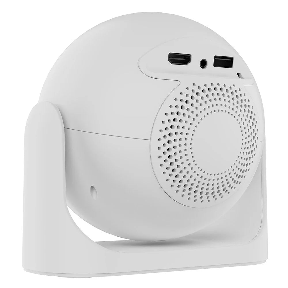 JY360 Football Shape Portable Projector Android 13.0 Auto Focus Mini Projector 2.4G  /  5G WiFi 6 for Home Theater - White  /  US Plug - 2