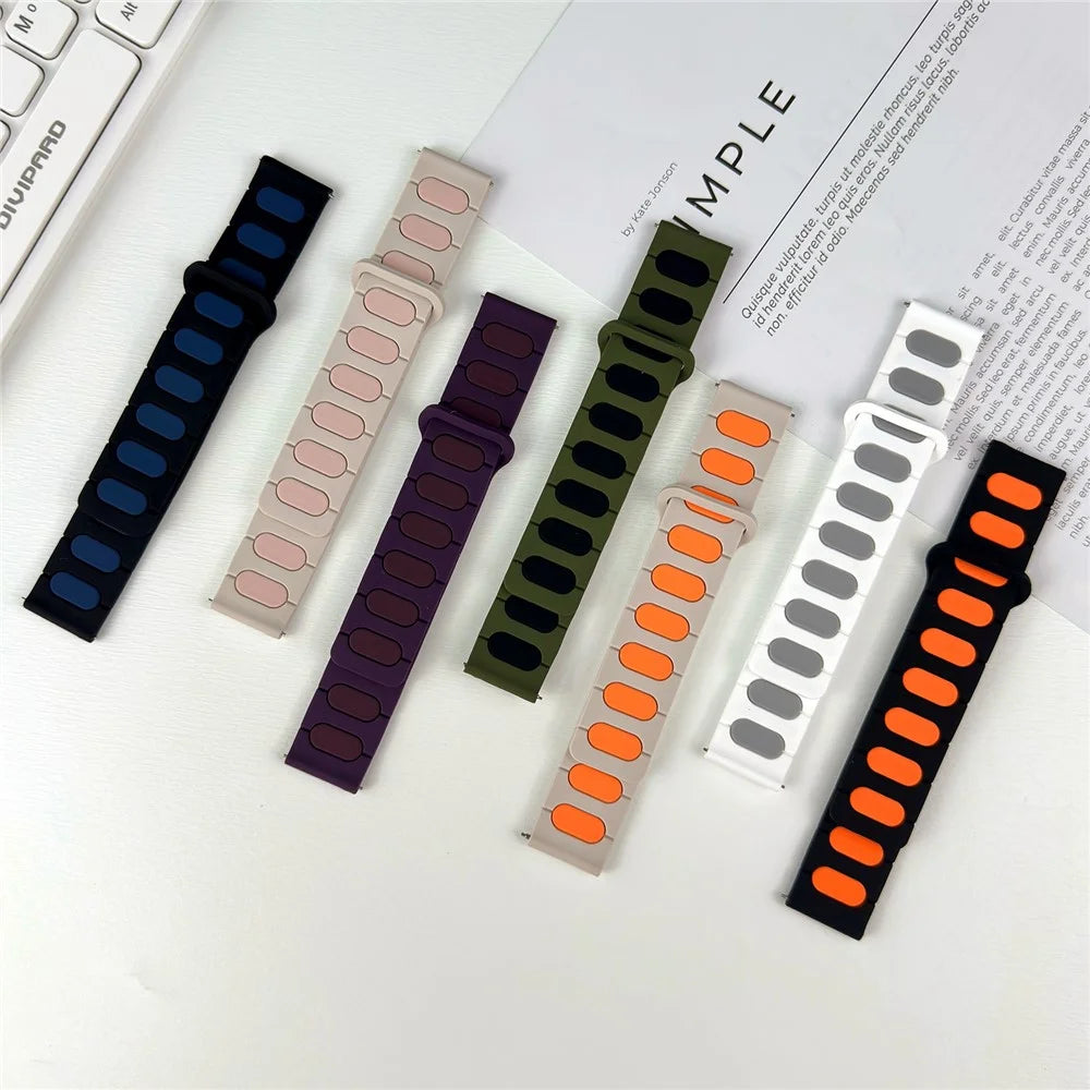 22mm Oval Design Magnetic Strap for Huawei Watch GT 6 Pro 46mm / Oppo Watch X / X2 / 4 Pro Silicone Watch Band Dual Color - White / Grey - 6