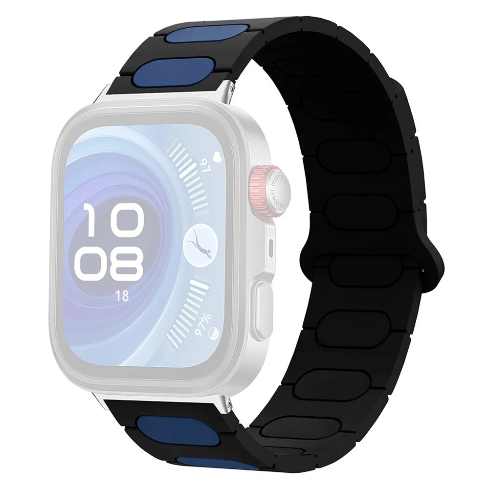 Oval Design Magnetic Strap for Huawei Watch Fit 4 Pro / Fit 4 / Fit 3 Silicone Watch Band Dual Color - Black / Midnight Blue - 1
