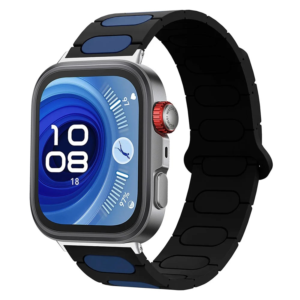 Oval Design Magnetic Strap for Huawei Watch Fit 4 Pro / Fit 4 / Fit 3 Silicone Watch Band Dual Color - Black / Midnight Blue - 2