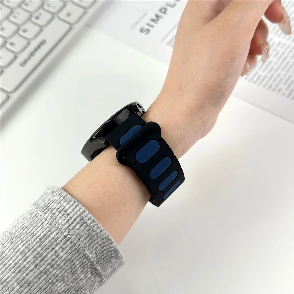 Oval Design Magnetic Strap for Huawei Watch Fit 4 Pro / Fit 4 / Fit 3 Silicone Watch Band Dual Color - Black / Midnight Blue - 3