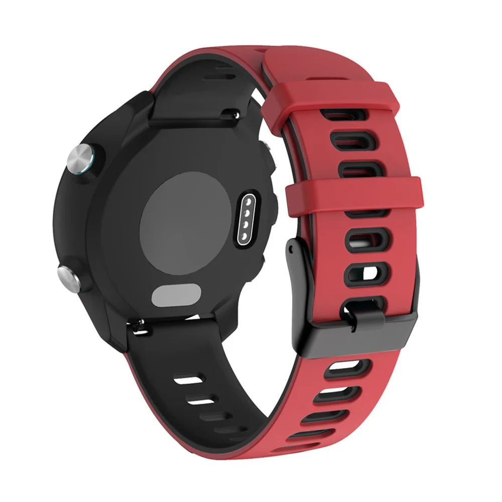 Dual Color Adjustable Soft Silicone Watch Band Strap 20mm for Samsung Galaxy Watch4 Classic 46mm 42mm/Galaxy Watch4 44mm 40mm/Garmin vivoactive 3/venu - Red / Black - 1