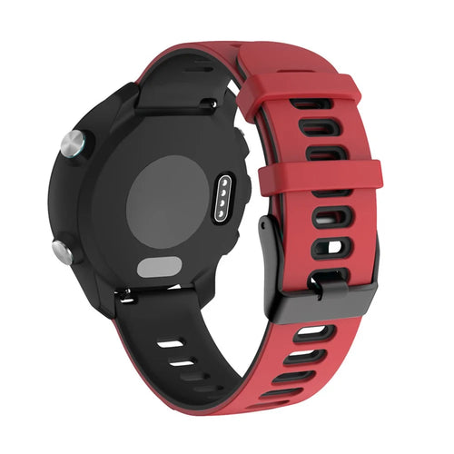 Dual Color Adjustable Soft Silicone Watch Band Strap 20mm for Samsung Galaxy Watch4 Classic 46mm 42mm/Galaxy Watch4 44mm 40mm/Garmin vivoactive 3/venu - Red / Black - 1