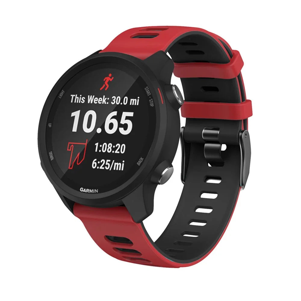 Dual Color Adjustable Soft Silicone Watch Band Strap 20mm for Samsung Galaxy Watch4 Classic 46mm 42mm/Galaxy Watch4 44mm 40mm/Garmin vivoactive 3/venu - Red / Black - 2
