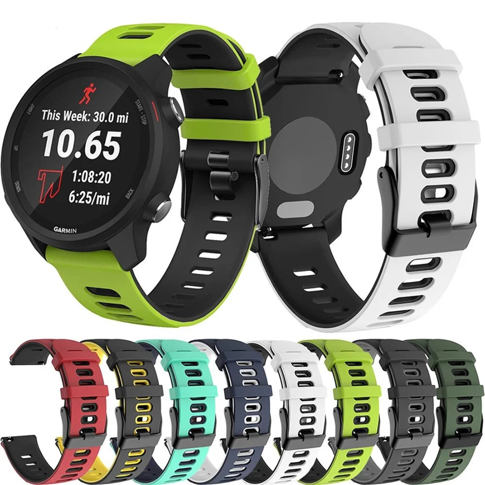 Dual Color Adjustable Soft Silicone Watch Band Strap 20mm for Samsung Galaxy Watch4 Classic 46mm 42mm/Galaxy Watch4 44mm 40mm/Garmin vivoactive 3/venu - Red / Black - 5