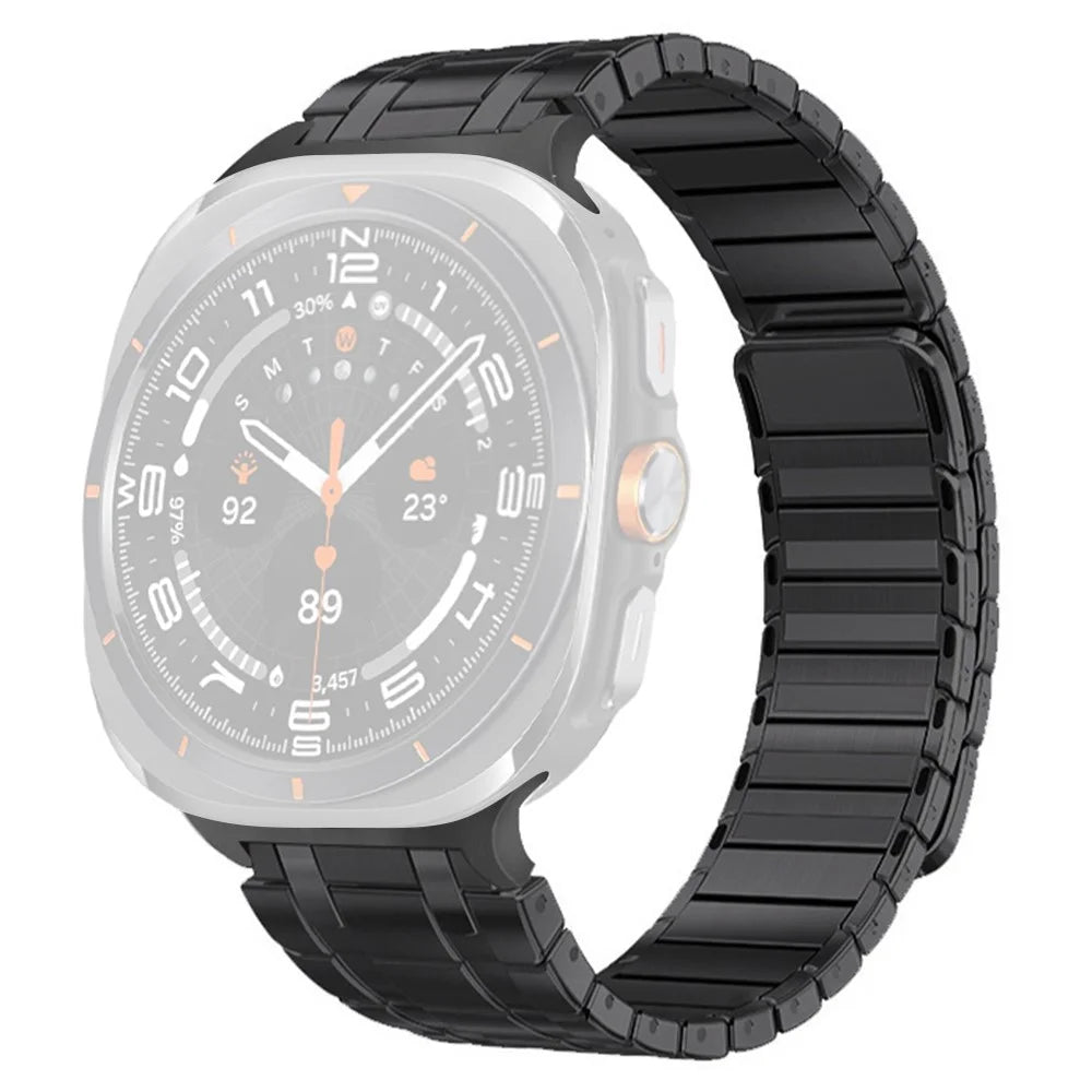 Magnetic Watch Band for Samsung Galaxy Watch8 Classic 46mm / 8 44mm / 40mm Double Row Design Stainless Steel Metal Strap - Black - 1
