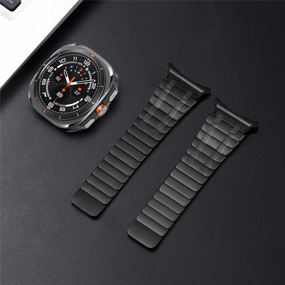 Magnetic Watch Band for Samsung Galaxy Watch Ultra2 47mm / Watch Ultra (2025) 47mm / Watch Ultra 47mm Double Row Design Stainless Steel Metal Strap - Black - 4