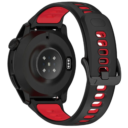 22mm Dual Color Silicone Strap for Coros Pace 4 Quick Release Watch Band with Snap Button - Black / Red - 1