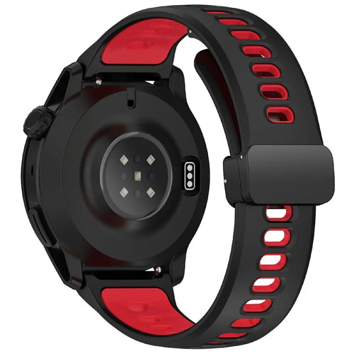 22mm Magnetic Buckle Dual Color Silicone Strap for Coros Pace 4 / 3 / Apex 4 42mm / Apex 2 Pro / Apex Pro / Apex 46mm Quick Release Watch Band - Black / Red - 1