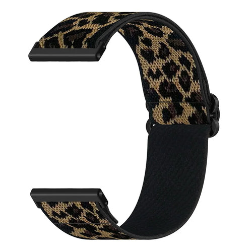 24mm Elastic Wrist Strap for Coros Nomad / Apex 46mm Nylon Braided Watch Band with Slide Clasp - Leopard Print - 1