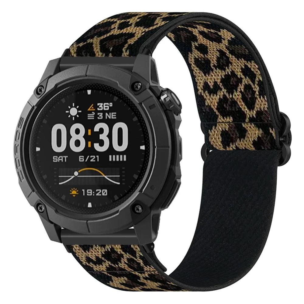 24mm Elastic Wrist Strap for Coros Nomad / Apex 46mm Nylon Braided Watch Band with Slide Clasp - Leopard Print - 2