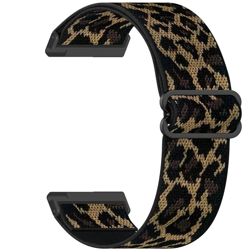 24mm Elastic Wrist Strap for Coros Nomad / Apex 46mm Nylon Braided Watch Band with Slide Clasp - Leopard Print - 3