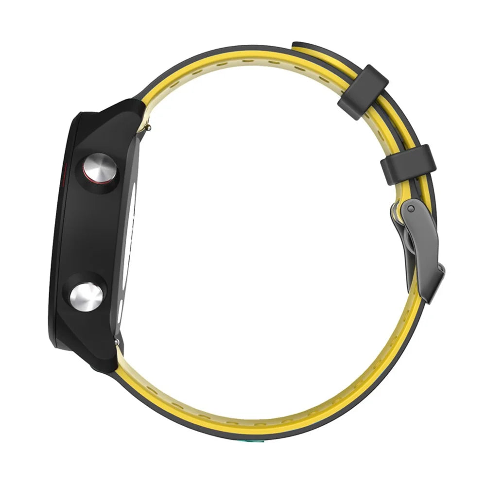 Dual Color 22mm Width Silicone Watch Band Replacement Quick Release Rubber Strap for Garmin Vivoactive 4 / Venu 2 / Huawei Watch 3 - Black/Yellow - 4