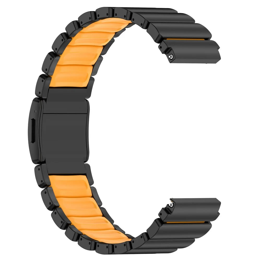 22mm Rubber + Titanium Alloy Strap for Huawei Watch GT 6 Pro  /  6  /  5 Pro  /  5  /  4  /  3  /  2 46mm Replacement Watch Band - Black  /  Orange - 1