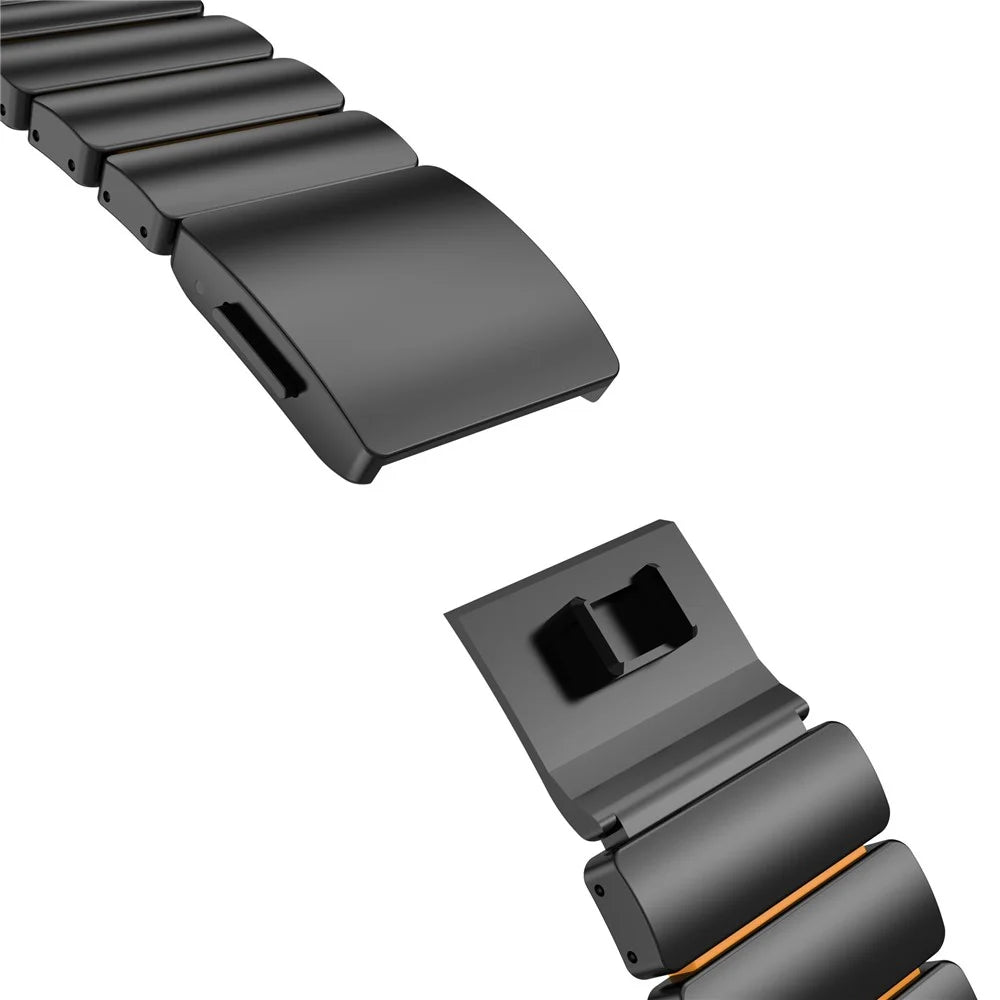 22mm Rubber + Titanium Alloy Strap for Huawei Watch GT 6 Pro  /  6  /  5 Pro  /  5  /  4  /  3  /  2 46mm Replacement Watch Band - Black  /  Orange - 5