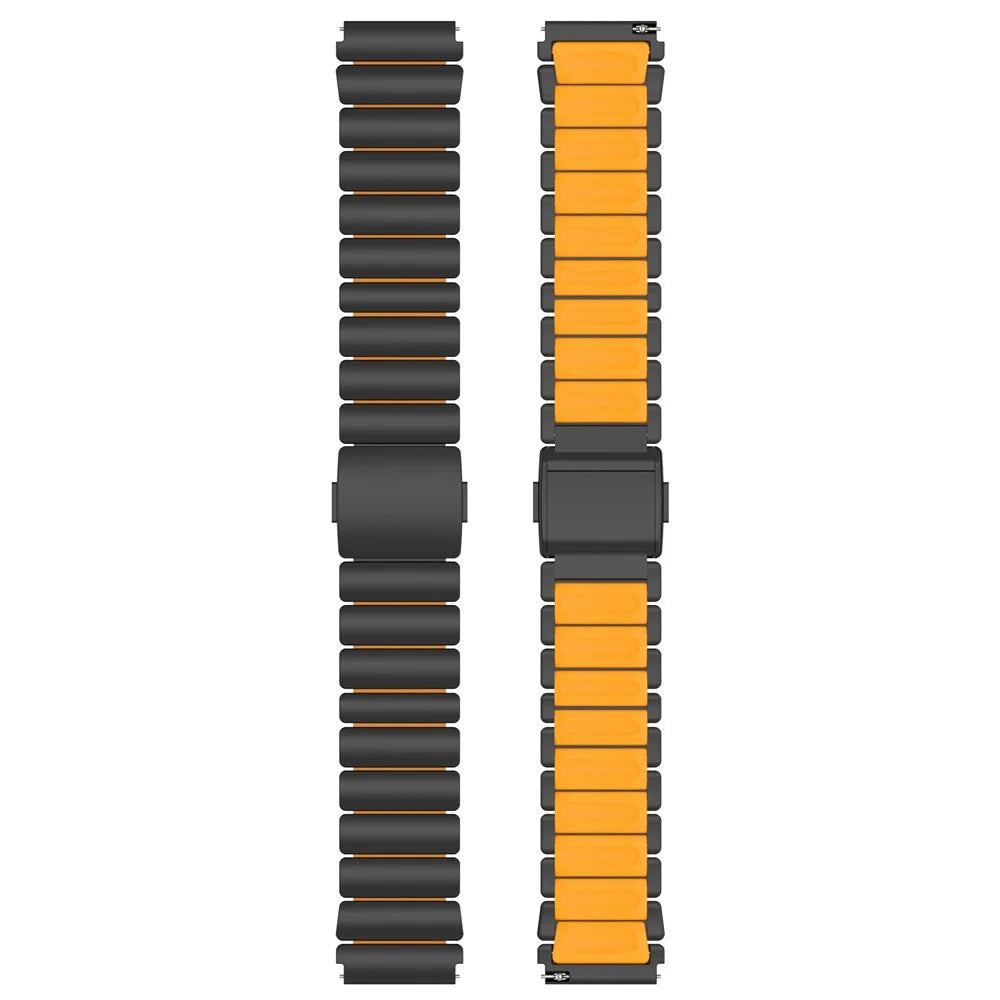 22mm Rubber + Titanium Alloy Strap for Huawei Watch GT 6 Pro  /  6  /  5 Pro  /  5  /  4  /  3  /  2 46mm Replacement Watch Band - Black  /  Orange - 6
