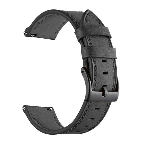 20mm Solid Color Stitching Watch Band for Garmin Venu 2 Plus  /  Venu  /  Sq 2  /  Sq Fiber Leather Strap - Black - 1