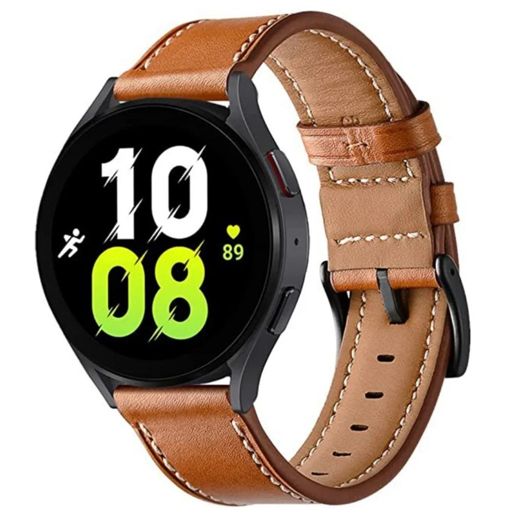20mm Fiber Leather Watch Band for Garmin Venu / 2 Plus / Venu Sq / Sq 2 Stitching Line Quick Release Replacement Strap - Brown - 2