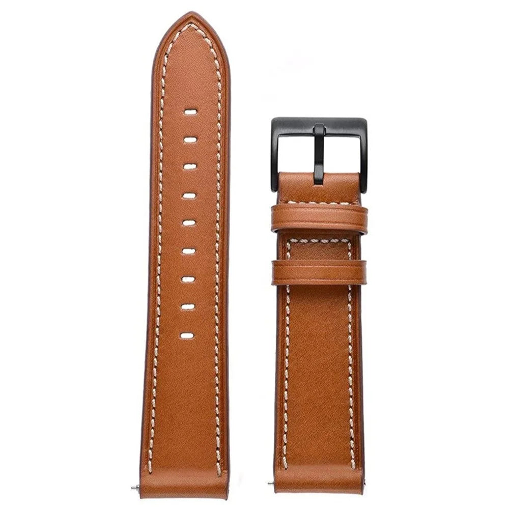 20mm Fiber Leather Watch Band for Garmin Venu / 2 Plus / Venu Sq / Sq 2 Stitching Line Quick Release Replacement Strap - Brown - 3
