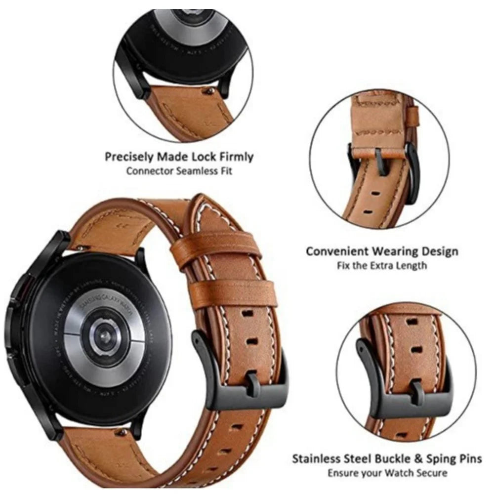 20mm Fiber Leather Watch Band for Garmin Venu / 2 Plus / Venu Sq / Sq 2 Stitching Line Quick Release Replacement Strap - Brown - 5