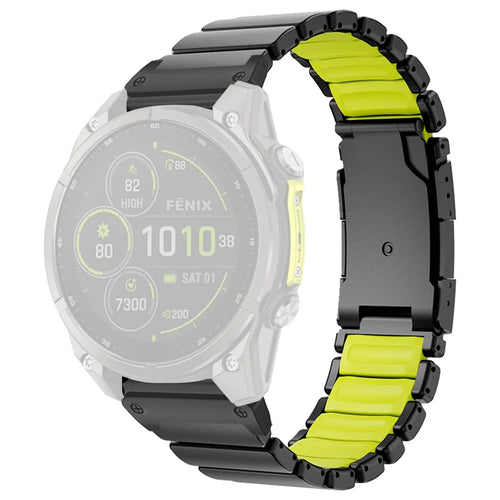 26mm Quick Release Rubber + Titanium Alloy Strap for Garmin Fenix 8 Pro AMOLED 51mm  /  8 51mm  /  Enduro 3  /  Enduro 2 Watch Band - Black  /  Green - 1