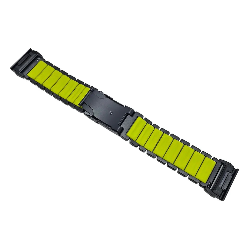 26mm Quick Release Rubber + Titanium Alloy Strap for Garmin Fenix 8 Pro AMOLED 51mm  /  8 51mm  /  Enduro 3  /  Enduro 2 Watch Band - Black  /  Green - 3