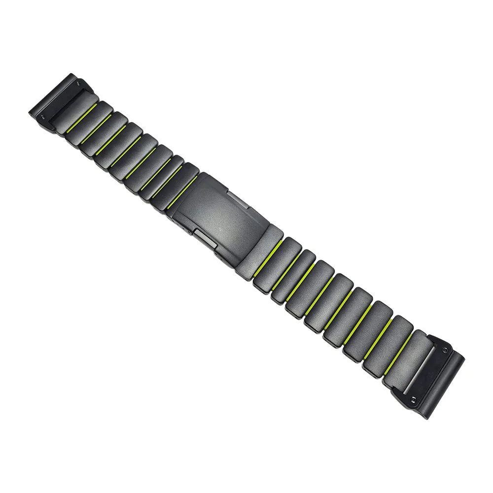 26mm Quick Release Rubber + Titanium Alloy Strap for Garmin Fenix 8 Pro AMOLED 51mm  /  8 51mm  /  Enduro 3  /  Enduro 2 Watch Band - Black  /  Green - 4