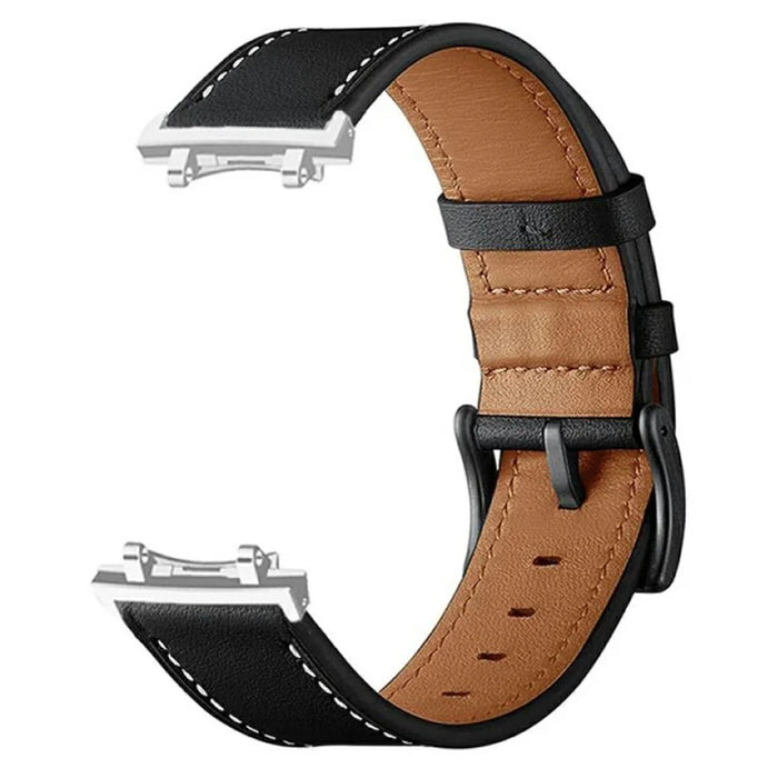 Fiber Leather Watch Band for Huami Amazfit T-Rex 2 Stitching Line Quick Release Replacement Strap - Black - 1