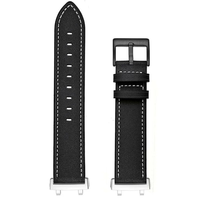 Fiber Leather Watch Band for Huami Amazfit T-Rex 2 Stitching Line Quick Release Replacement Strap - Black - 3