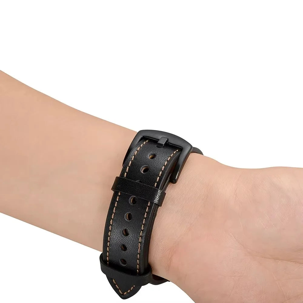 22mm White Stitch Quick Release Watch Band for Garmin Fenix 8 Pro AMOLED 47mm / 8 47mm / Fenix E 47mm Fiber Leather Replacement Strap - Brown - 4