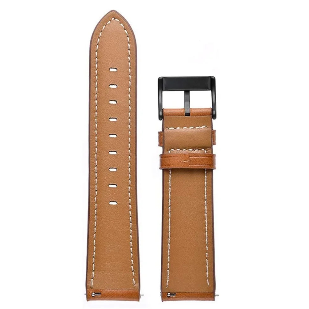 22mm Fiber Leather Watch Band for Huawei Watch GT 6 Pro / 6 / 5 Pro / 5 / 4 / 3 / 2 46mm Stitching Line Quick Release Replacement Strap - Brown - 4