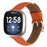 Litchi Textured Genuine Leather Strap for Fitbit Versa 4 / Sense 2 Pointed-End Watch Band with Silver Buckle - Orange - 3