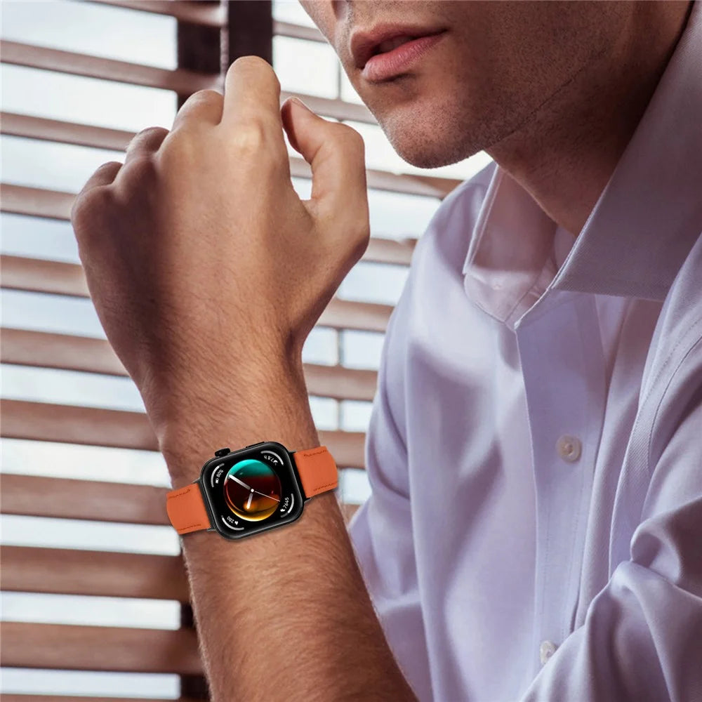 Litchi Textured Genuine Cow Leather Strap with Electroplated Buckle for Huawei Watch Fit 4 Pro / Fit 4 / Fit 3 Pointed-End Watch Band - Orange / Black - 6
