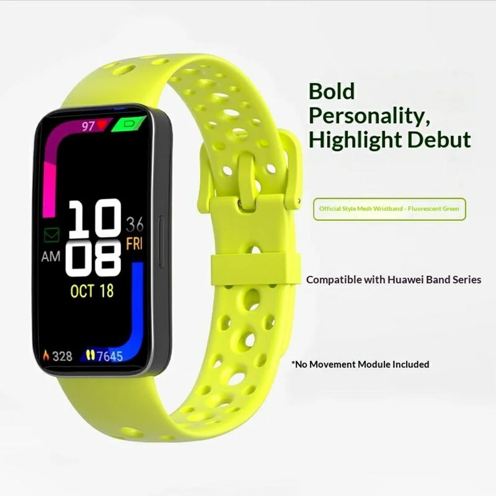 Breathable Silicone Strap for Huawei Band 10 / 9 / 8 Adjustable Watch Band with Pin Buckle - White - 3