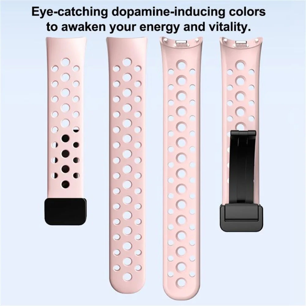 Magnetic Silicone Strap for Xiaomi Smart Band 10 / 9 / 8 Breathable Replacement Watch Band - Black - 6