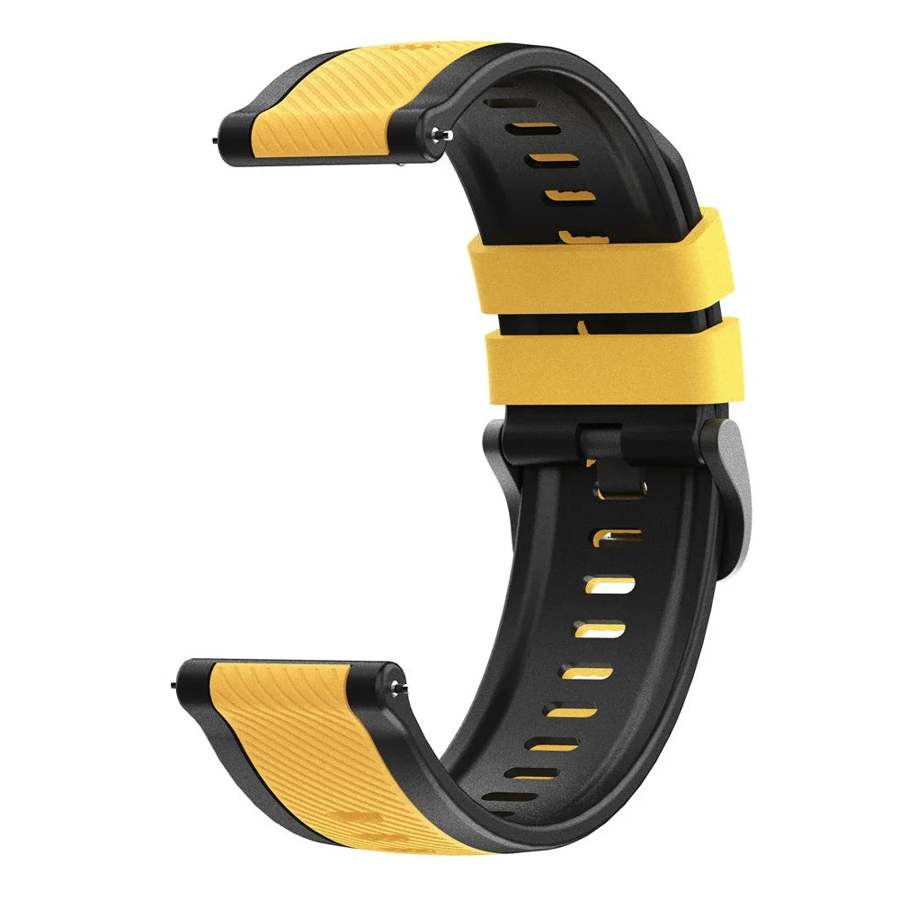 22mm Twill Pattern Watch Band for Huawei Watch GT 6 / 5 / 5 Pro / 4 46mm Dual Color Silicone Strap Quick Release - Black / Yellow - 3