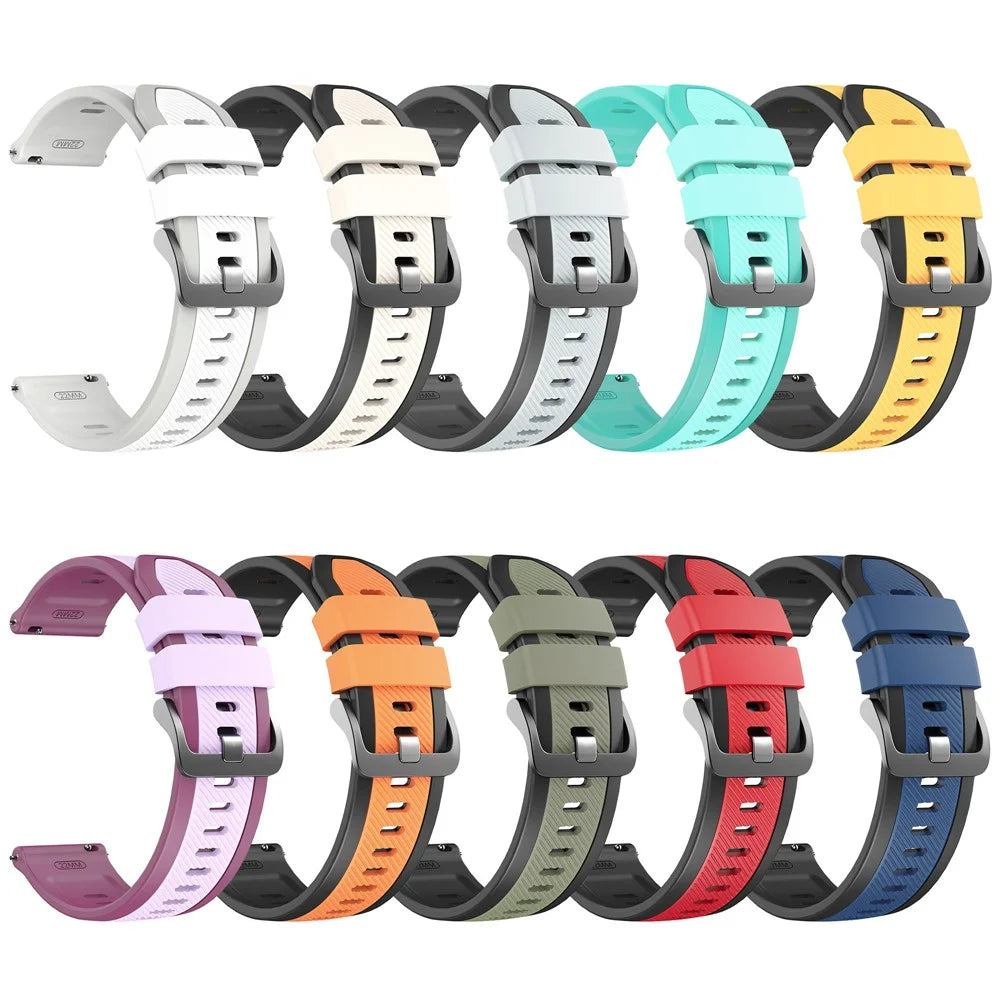 22mm Twill Pattern Watch Band for Huawei Watch GT 6 / 5 / 5 Pro / 4 46mm Dual Color Silicone Strap Quick Release - Black / Yellow - 7