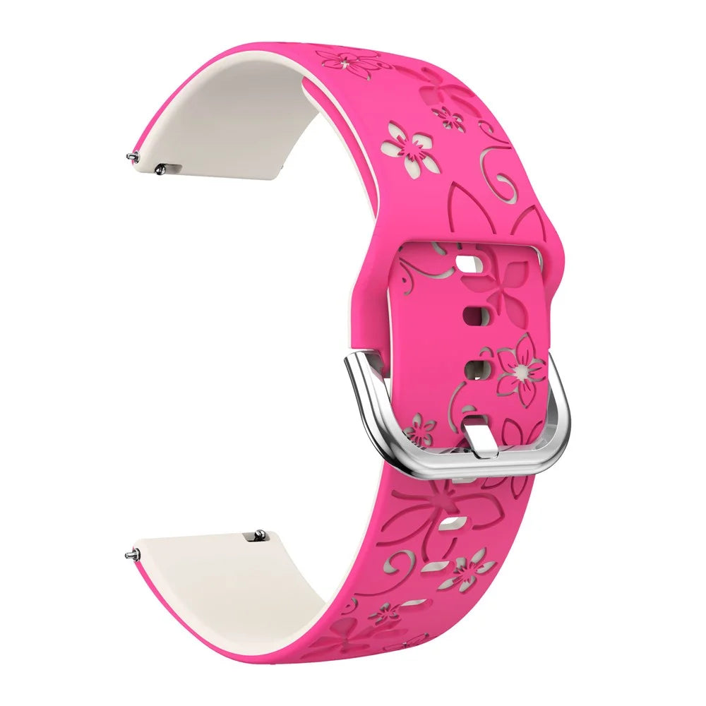 20mm Dual Color Carved Silicone Strap For Samsung Galaxy Watch7 / 6 44mm / 40mm / 6 Classic 43mm / 47mm Replacement Watch Band - Rose / Starlight - 1