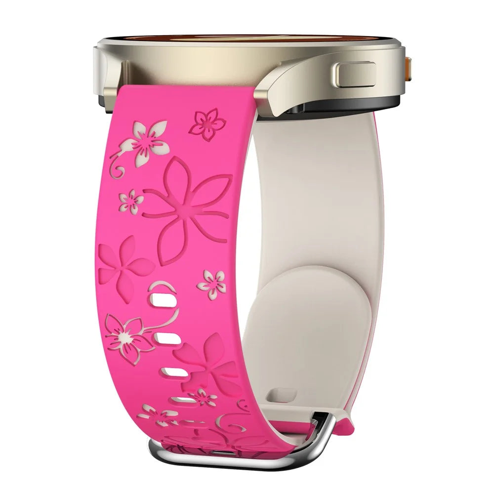 20mm Dual Color Carved Silicone Strap For Samsung Galaxy Watch7 / 6 44mm / 40mm / 6 Classic 43mm / 47mm Replacement Watch Band - Rose / Starlight - 5