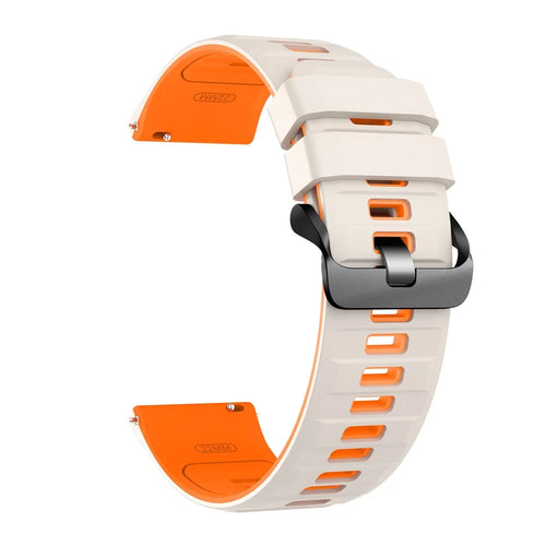22mm Dual Color Silicone Strap for Huawei Watch GT 6 / 5 / 5 Pro / 4 46mm Quick Release Watch Band - Starlight / Orange - 1