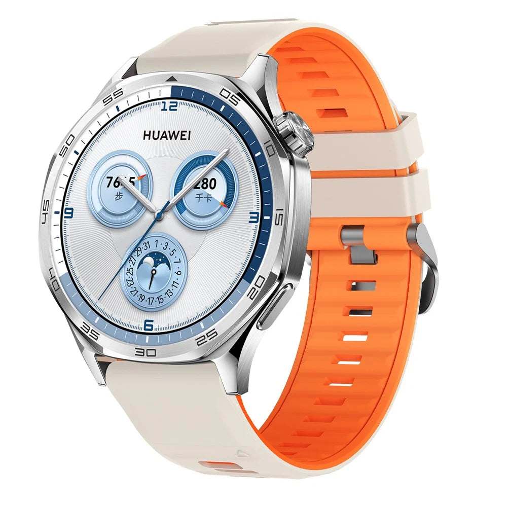 22mm Dual Color Silicone Strap for Huawei Watch GT 6 / 5 / 5 Pro / 4 46mm Quick Release Watch Band - Starlight / Orange - 2