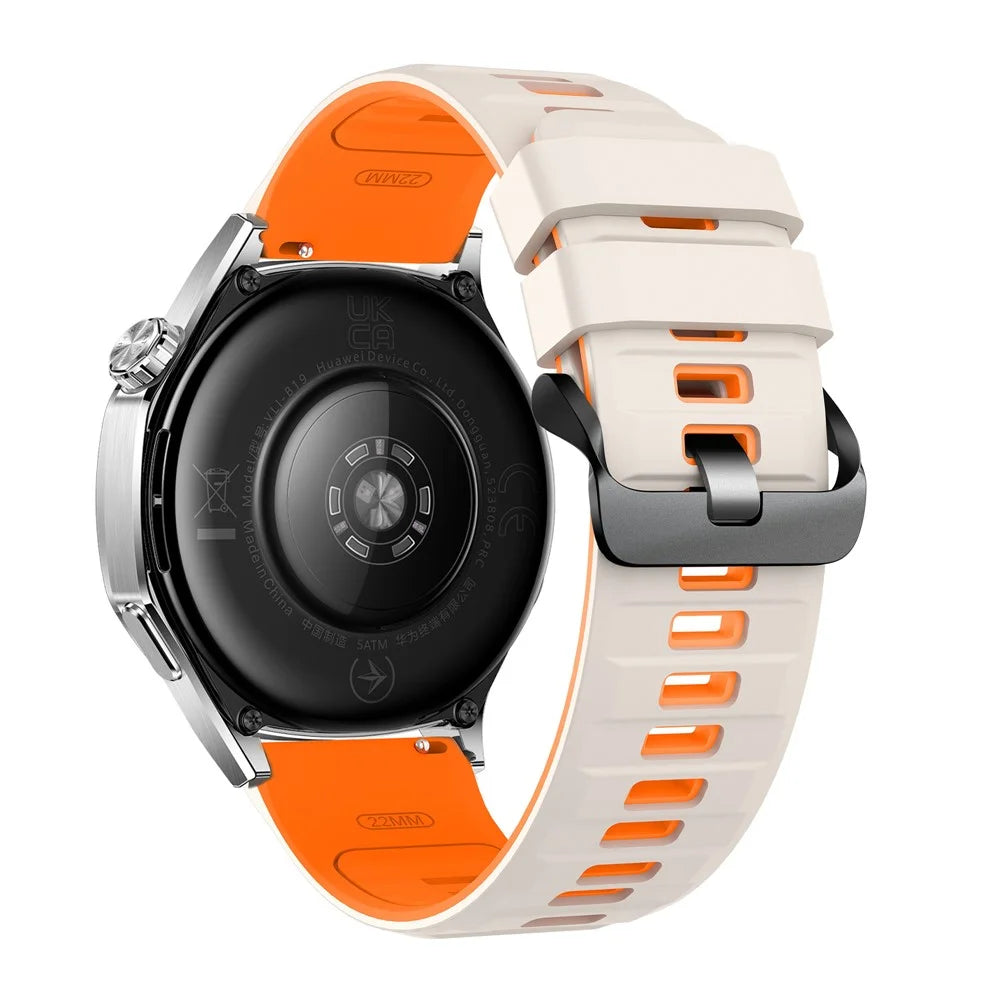 22mm Dual Color Silicone Strap for Huawei Watch GT 6 / 5 / 5 Pro / 4 46mm Quick Release Watch Band - Starlight / Orange - 3
