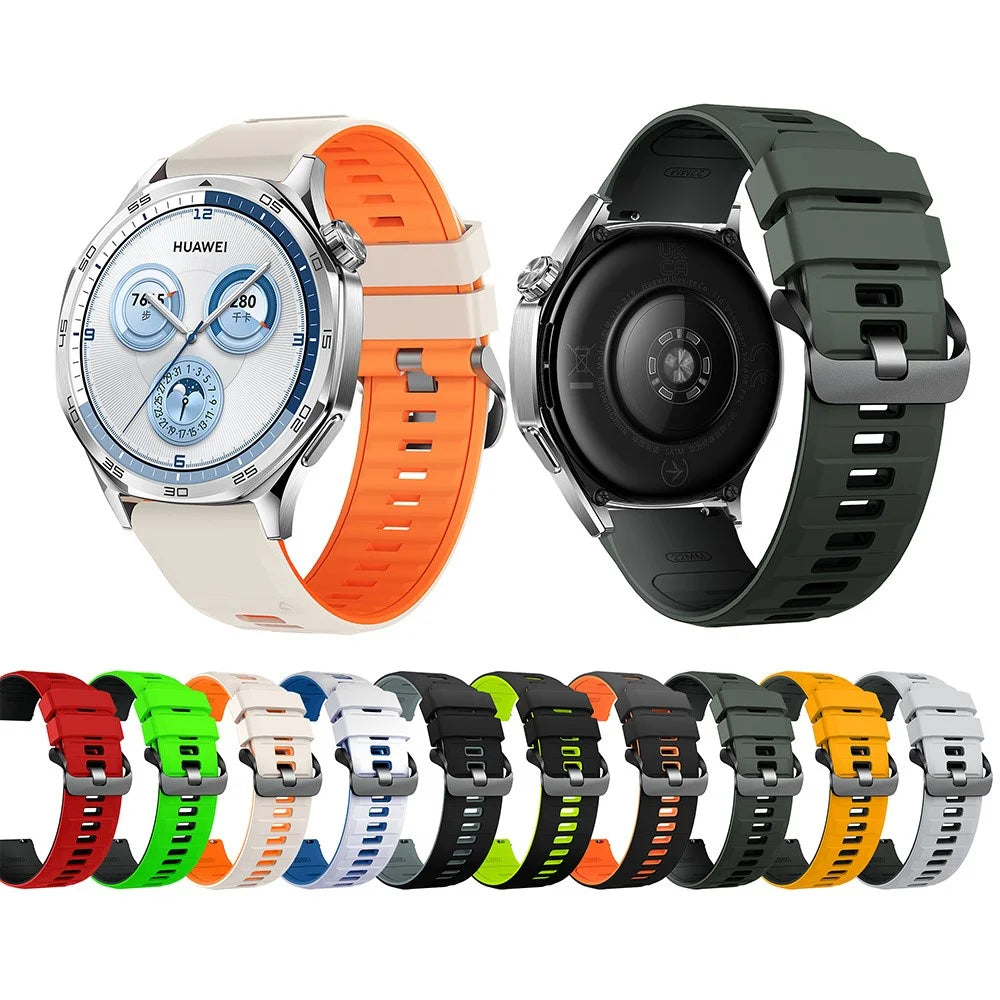 22mm Dual Color Silicone Strap for Huawei Watch GT 6 / 5 / 5 Pro / 4 46mm Quick Release Watch Band - Starlight / Orange - 6