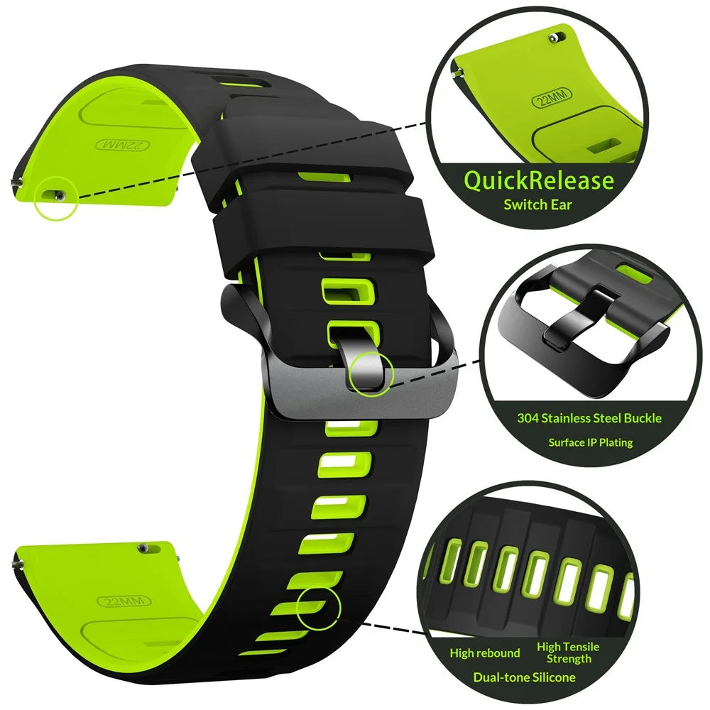 22mm Dual Color Silicone Strap for Huawei Watch GT 6 / 5 / 5 Pro / 4 46mm Quick Release Watch Band - Starlight / Orange - 7