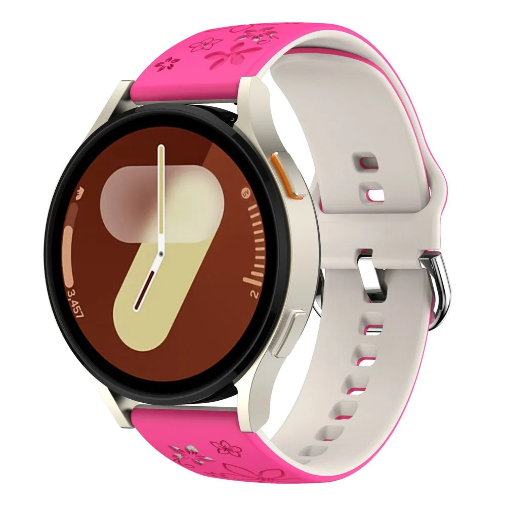 18mm Dual Color Carved Silicone Strap For Huawei Watch GT 6 / 5 / 4 41mm / Garmin Venu 3S / 2S Replacement Watch Band - Rose / Starlight - 2