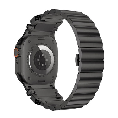 Textured Titanium Metal Band for Apple Watch Ultra 3 2 1 49mm  /  Series 11 10 46mm  /  9 8 7 45mm  /  SE3 SE2 SE 6 5 4 44mm  /  3 2 1 42mm Replacement Watch Strap with Butterfly Clasp - Black - 1