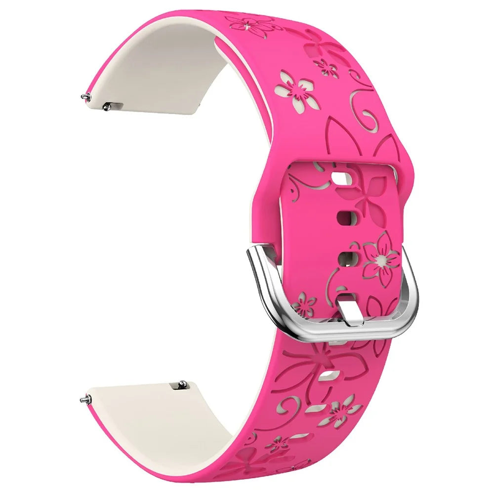 22mm Dual Color Carved Silicone Strap For Huawei Watch GT 6 / 5 / 5 Pro / 4 46mm Replacement Watch Band - Rose / Starlight - 1